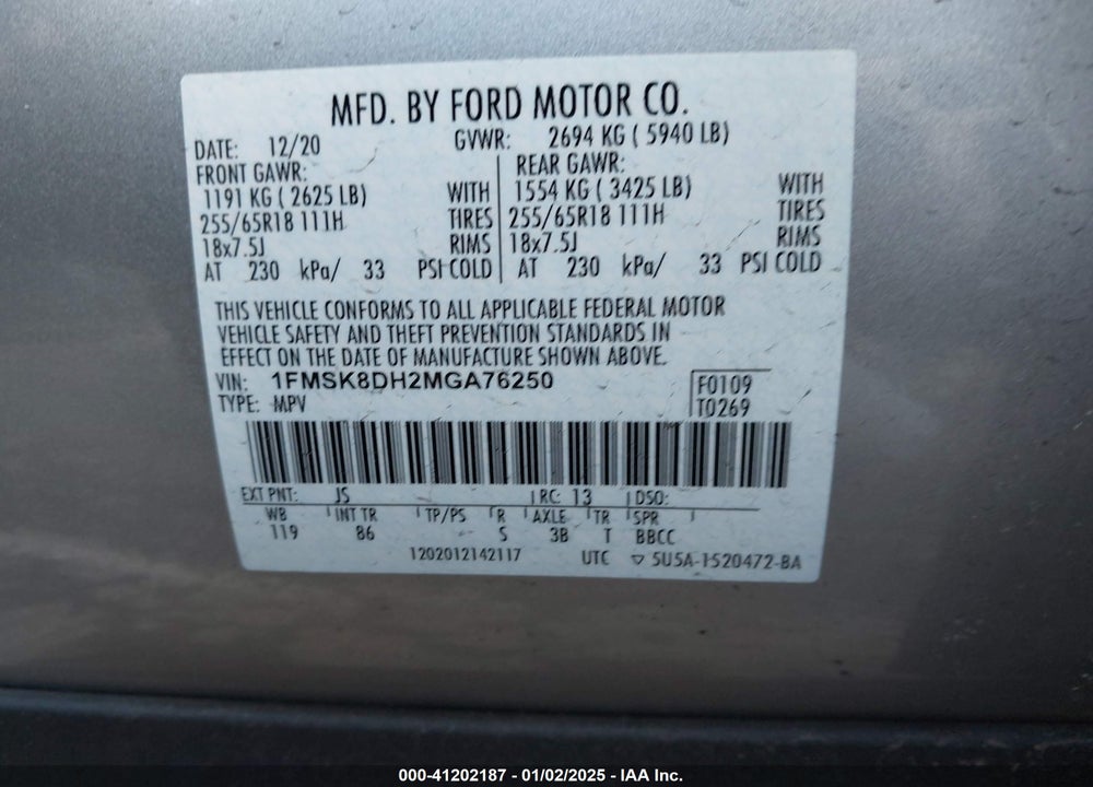 2021 FORD EXPLORER XLT VIN: 1FMSK8DH2MGA76250