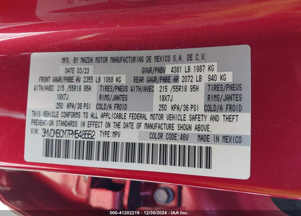 2023 MAZDA CX-30 2.5 S PREFERRED VIN: 3MVDMBCM7PM548552