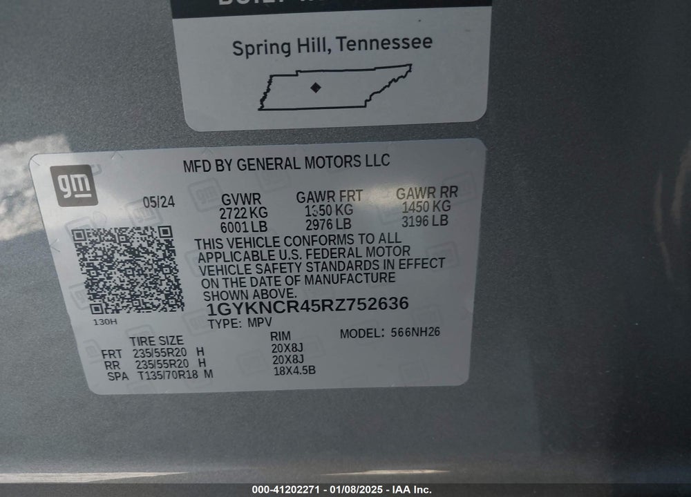 2024 CADILLAC XT5 FWD PREMIUM LUXURY VIN: 1GYKNCR45RZ752636
