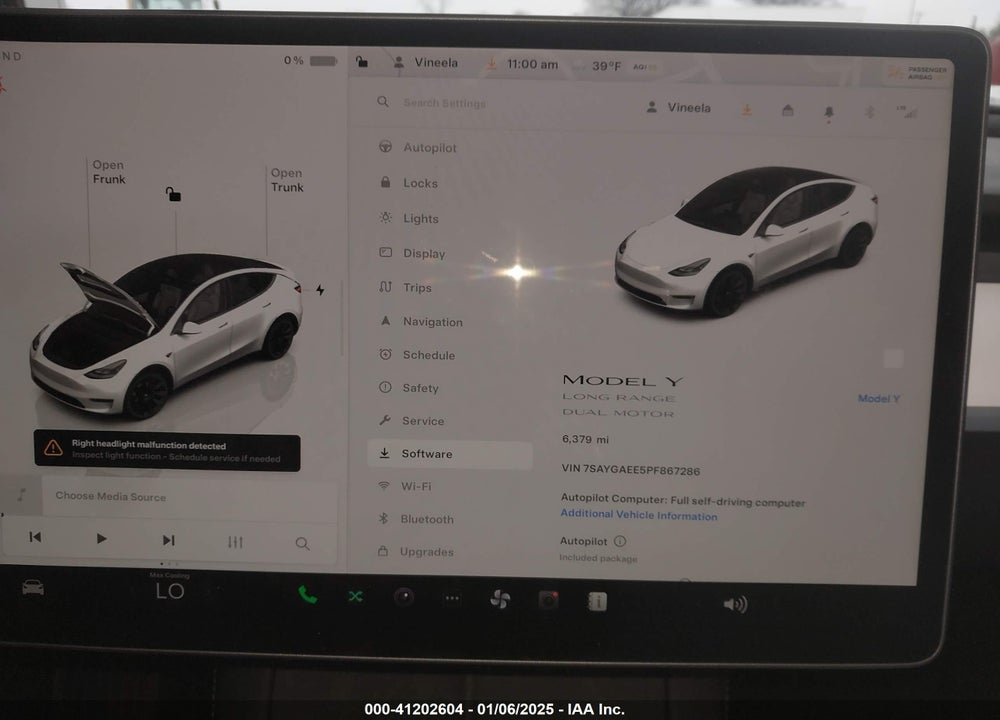 2023 TESLA MODEL Y VIN: 7SAYGAEE5PF867286