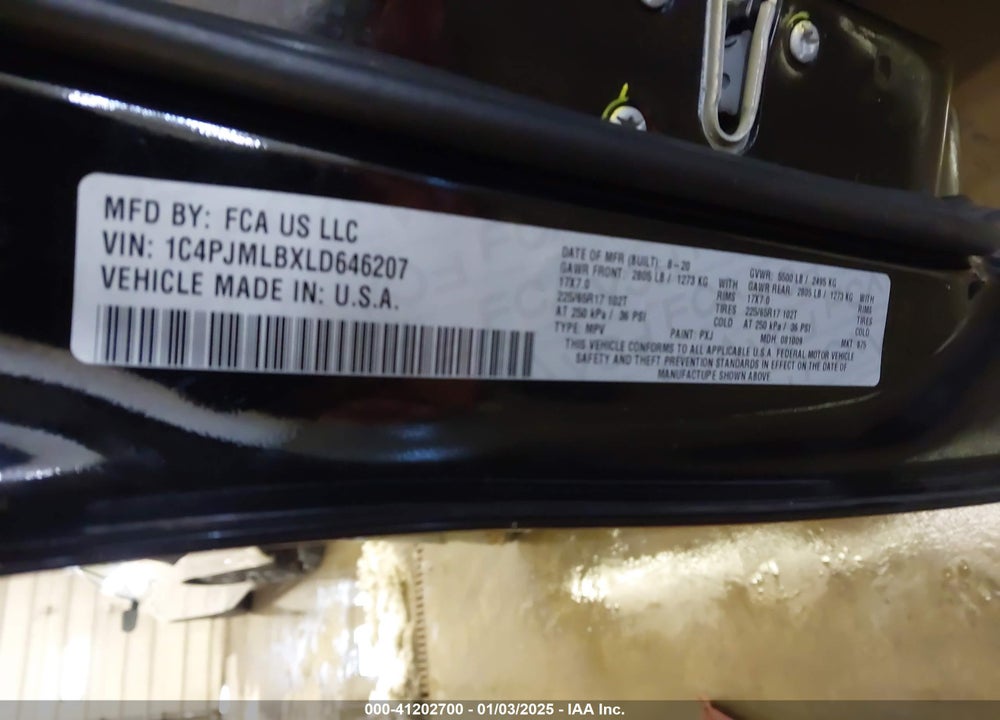 2020 JEEP CHEROKEE LATITUDE PLUS 4X4 VIN: 1C4PJMLBXLD646207