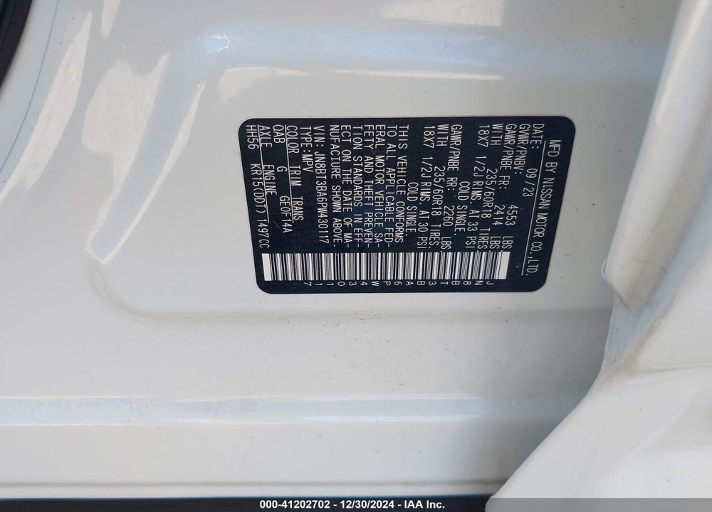 2023 NISSAN ROGUE VIN: JN8BT3BA6PW430117