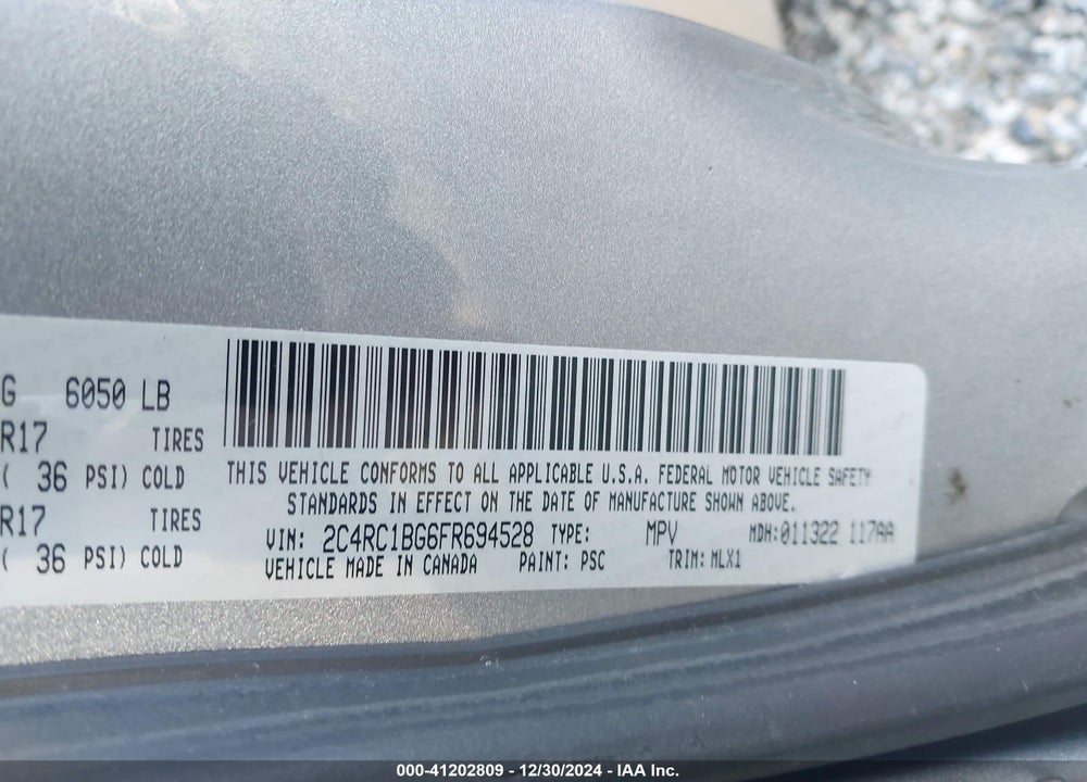 2015 CHRYSLER TOWN & COUNTRY TOURING VIN: 2C4RC1BG6FR694528