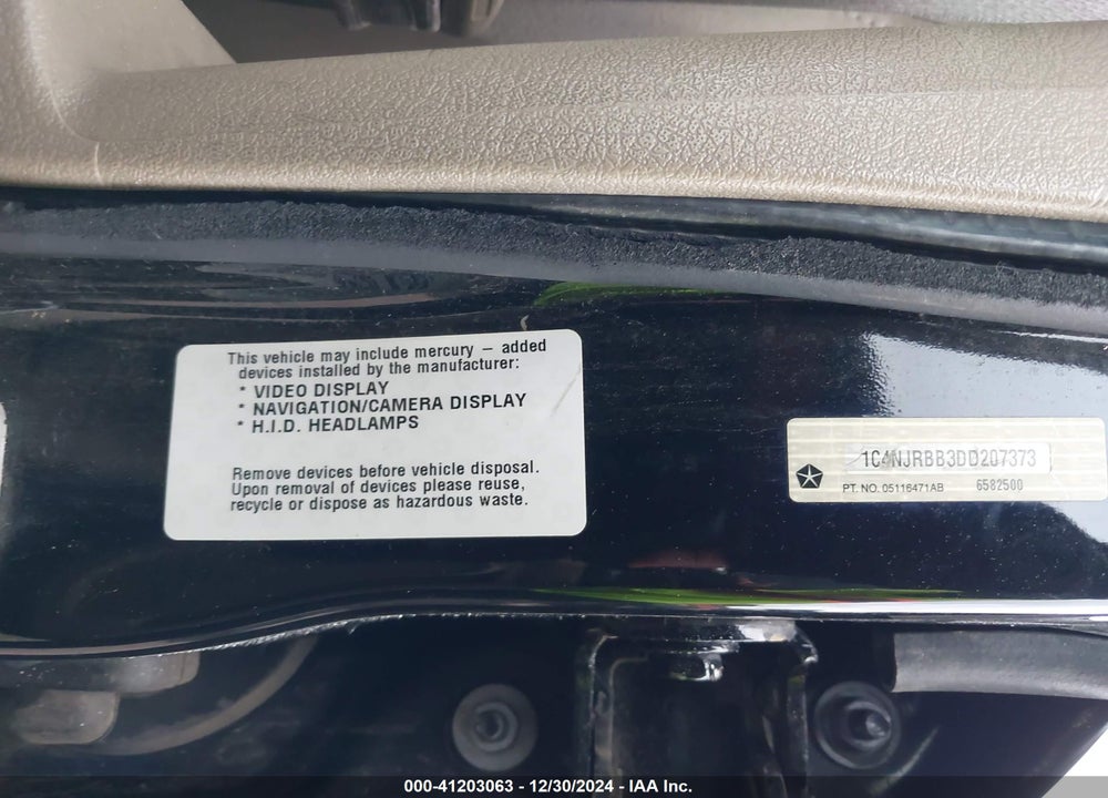 2013 JEEP PATRIOT VIN: 1C4NJRBB3DD207373