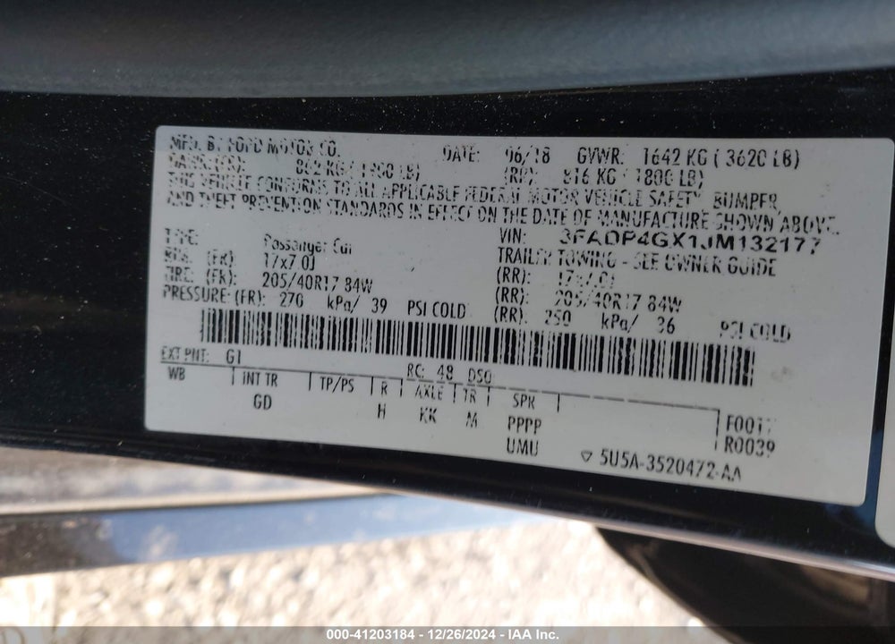 2018 FORD FIESTA ST VIN: 3FADP4GX1JM132177