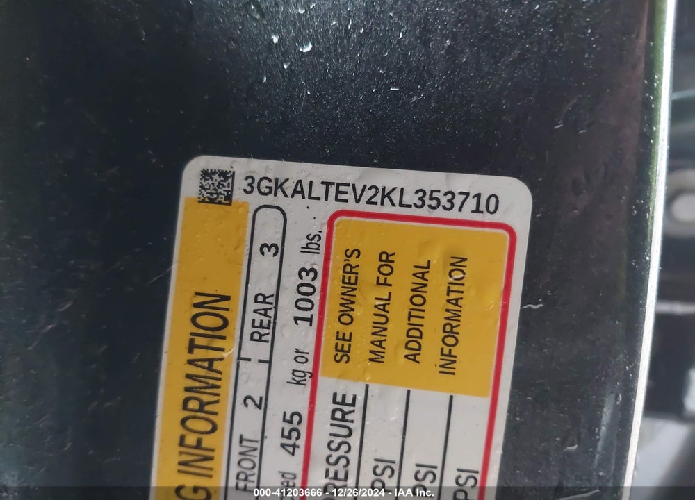 2019 GMC TERRAIN SLE VIN: 3GKALTEV2KL353710