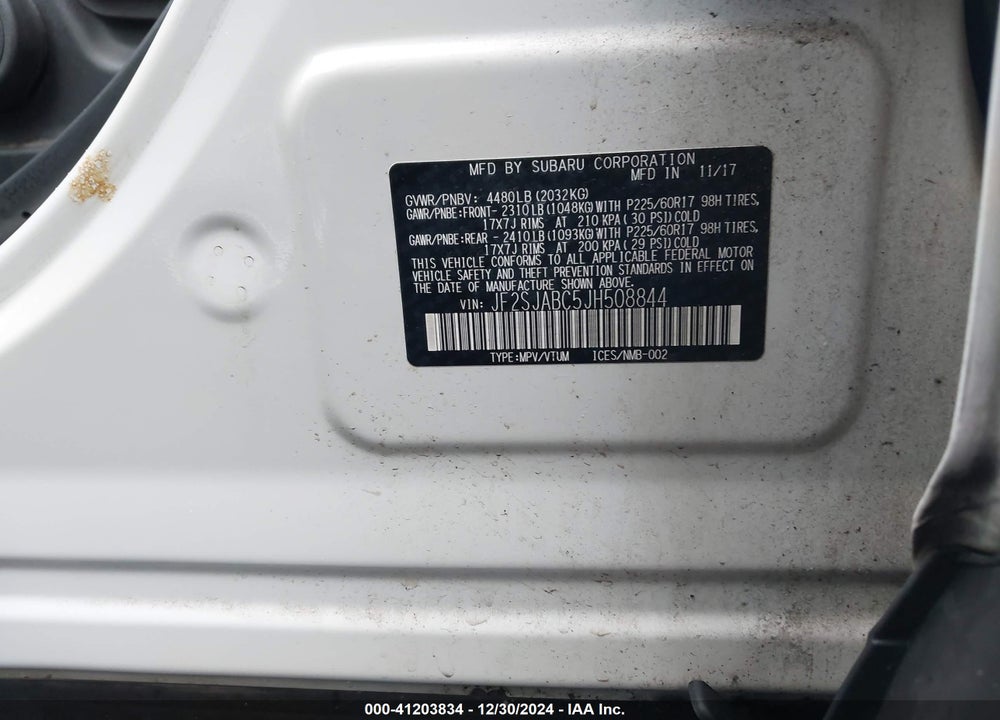 2018 SUBARU FORESTER 2.5I VIN: JF2SJABC5JH508844
