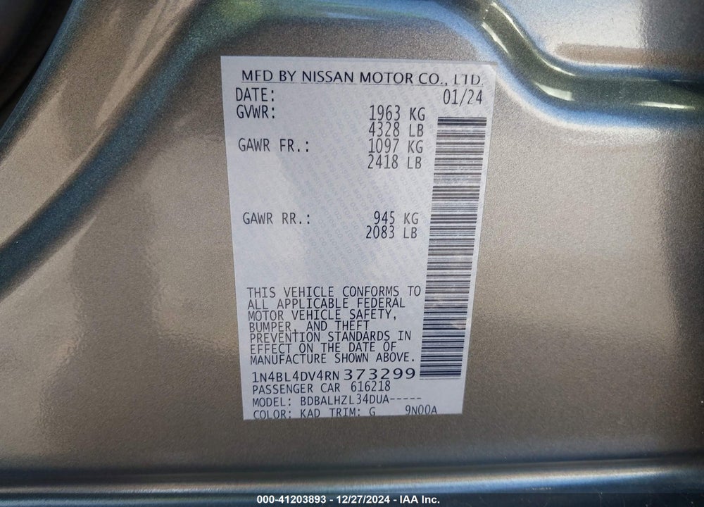 2024 NISSAN ALTIMA VIN: 1N4BL4DV4RN373299