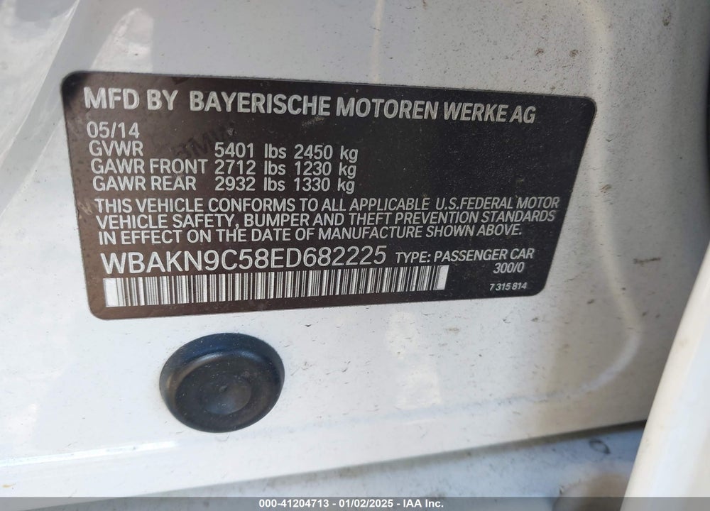 2014 BMW 550 VIN: WBAKN9C58ED682225