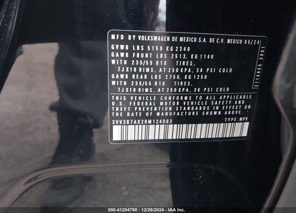 2024 VOLKSWAGEN TIGUAN 2.0T SE/WOLFSBURG EDITION VIN: 3VV3B7AX2RM124083