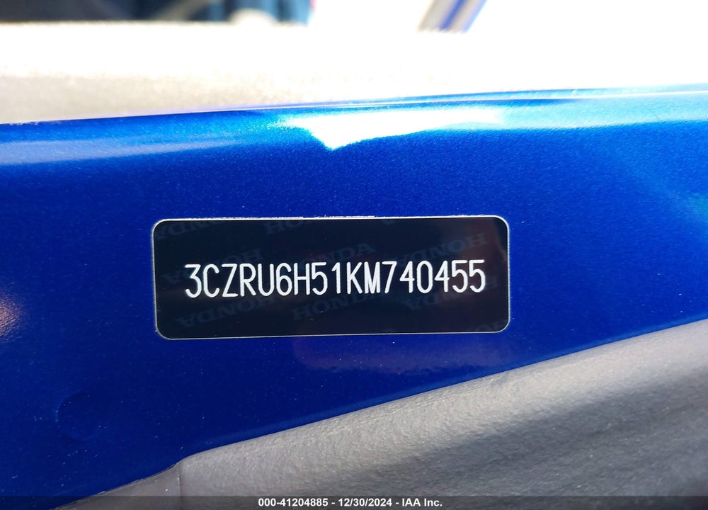 2019 HONDA HR-V EX VIN: 3CZRU6H51KM740455