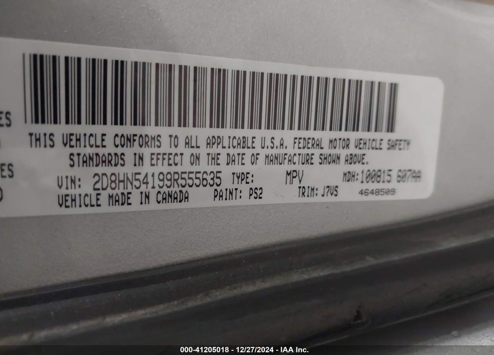 2009 DODGE GRAND CARAVAN SXT VIN: 2D8HN54199R555635