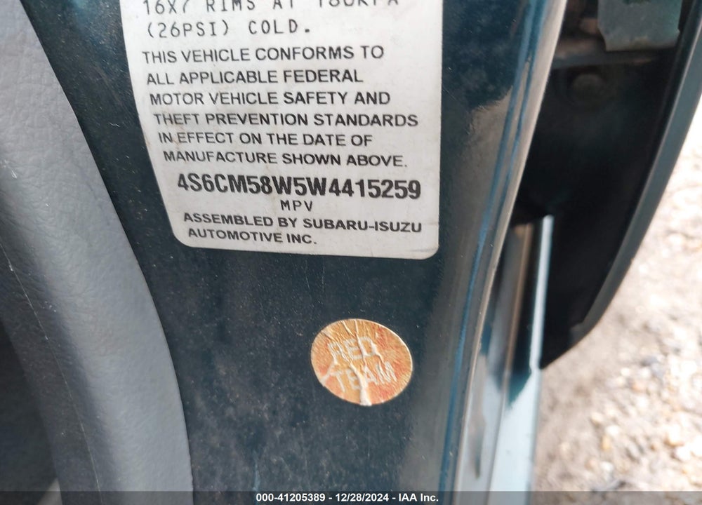 1998 HONDA PASSPORT EX/LX VIN: 4S6CM58W5W4415259