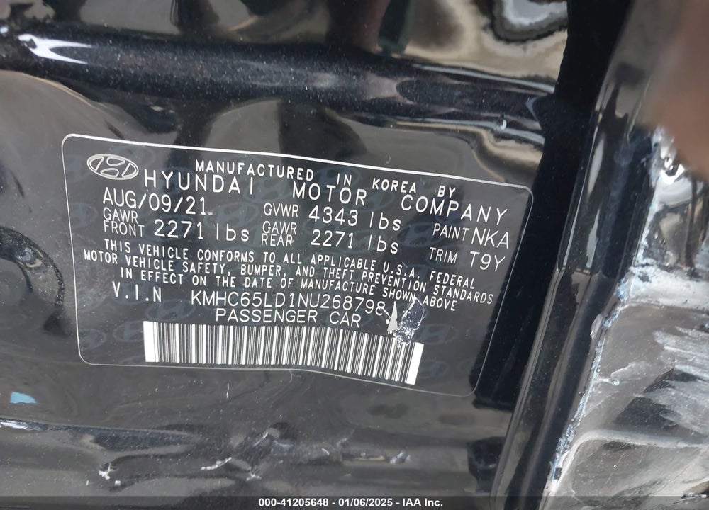 2022 HYUNDAI IONIQ PLUG-IN HYBRID VIN: KMHC65LD1NU268798