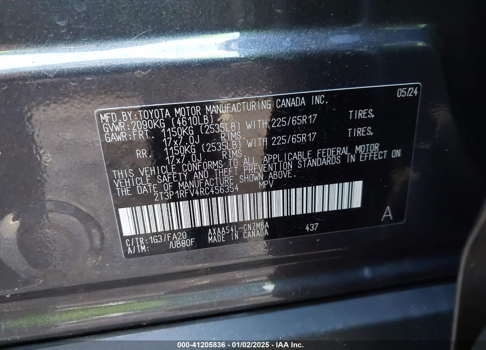 2024 TOYOTA RAV4 XLE VIN: 2T3P1RFV4RC456354