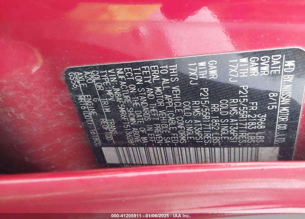 2015 NISSAN JUKE VIN: JN8AF5MR6FT513628