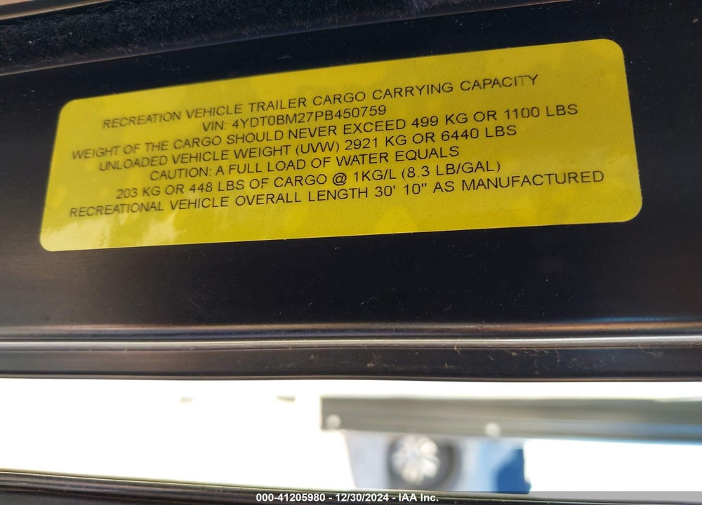 2023 KEYSTONE RV OTHER VIN: 4YDT0BM27PB450759