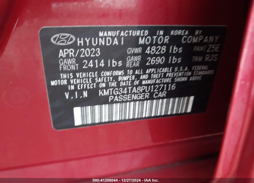 2023 GENESIS G70 VIN: KMTG34TA8PU127116