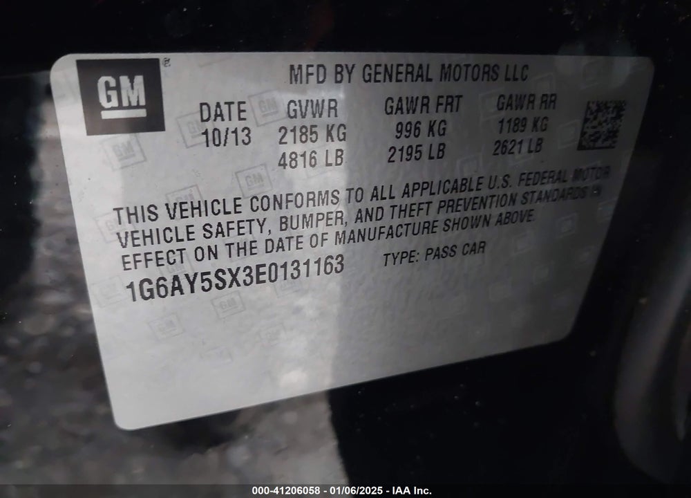 2014 CADILLAC CTS PERFORMANCE VIN: 1G6AY5SX3E0131163