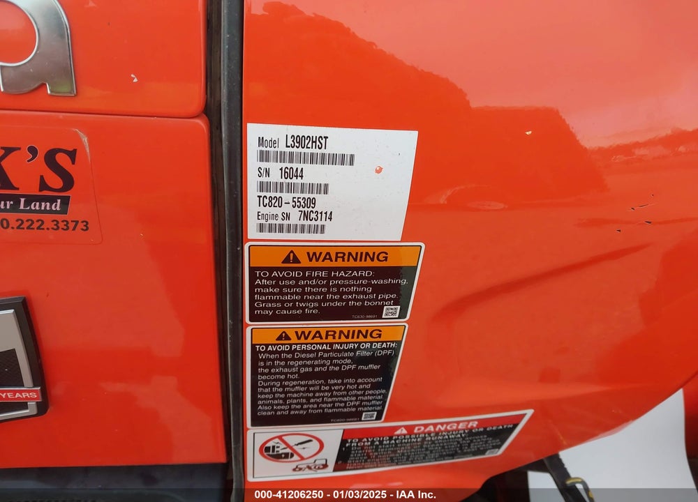 2023 KUBOTA L3902HST TRACTOR VIN: KBULMBHRHNJL16044