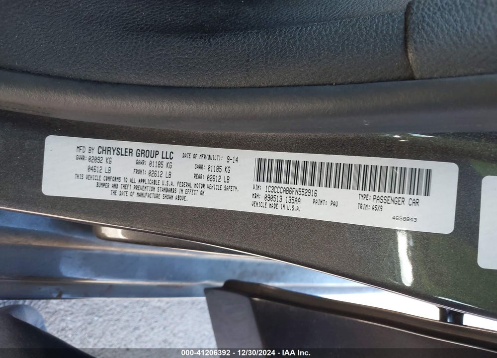 2015 CHRYSLER 200 VIN: 1C3CCCAB6FN552916