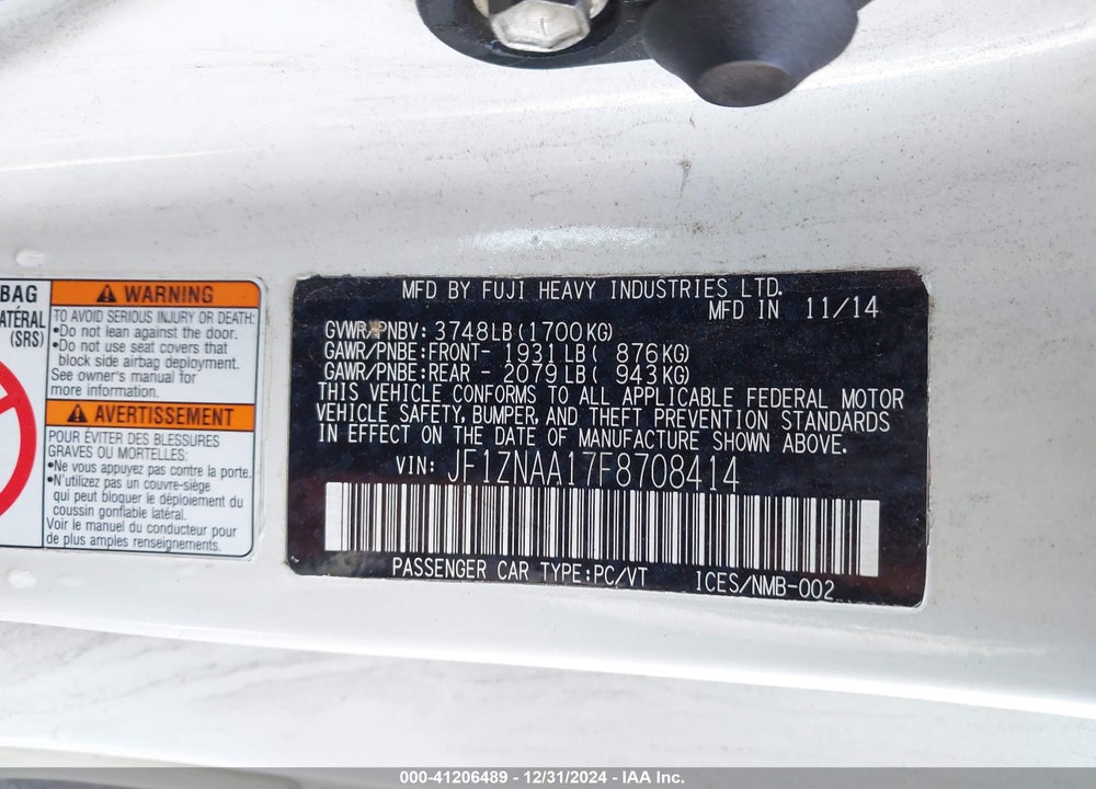 2015 SCION FR-S VIN: JF1ZNAA17F8708414