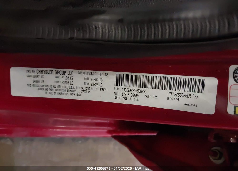 2013 DODGE AVENGER SE VIN: 1C3CDZABXDN598861