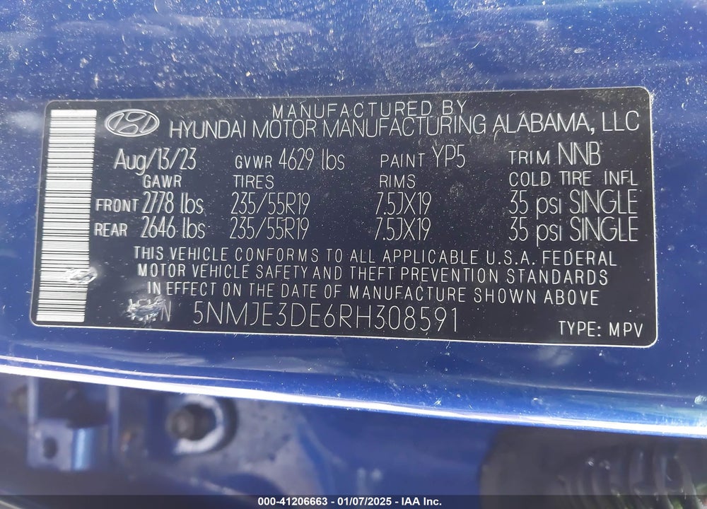 2024 HYUNDAI TUCSON VIN: 5NMJE3DE6RH308591