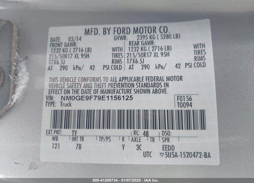 2014 FORD TRANSIT CONNECT XLT VIN: NM0GE9F79E1156125