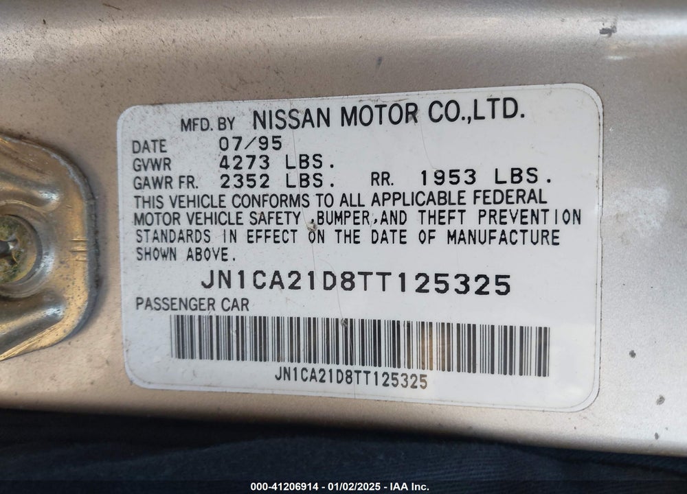 1996 NISSAN MAXIMA GLE/GXE/SE VIN: JN1CA21D8TT125325