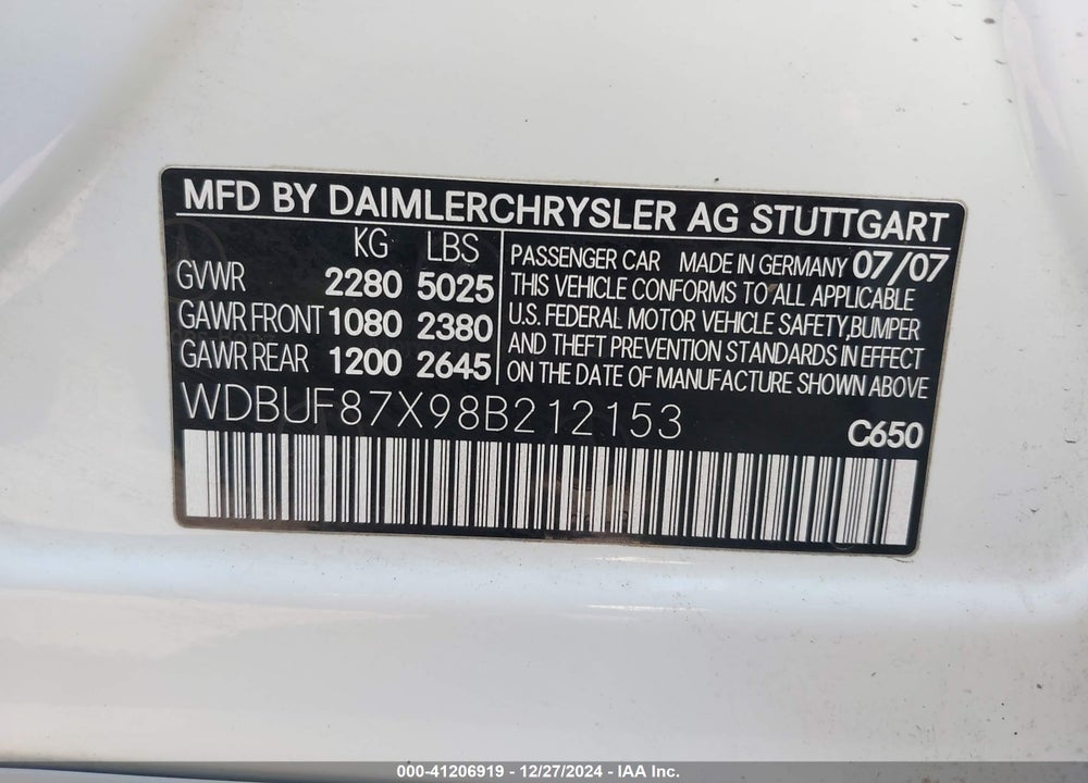 2008 MERCEDES-BENZ E 350 4MATIC VIN: WDBUF87X98B212153