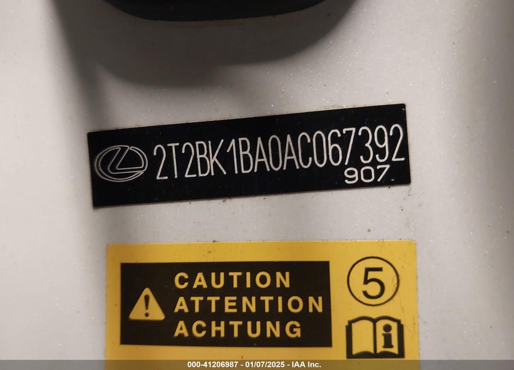 2010 LEXUS RX 350 BASE (A6) VIN: 2T2BK1BA0AC067392