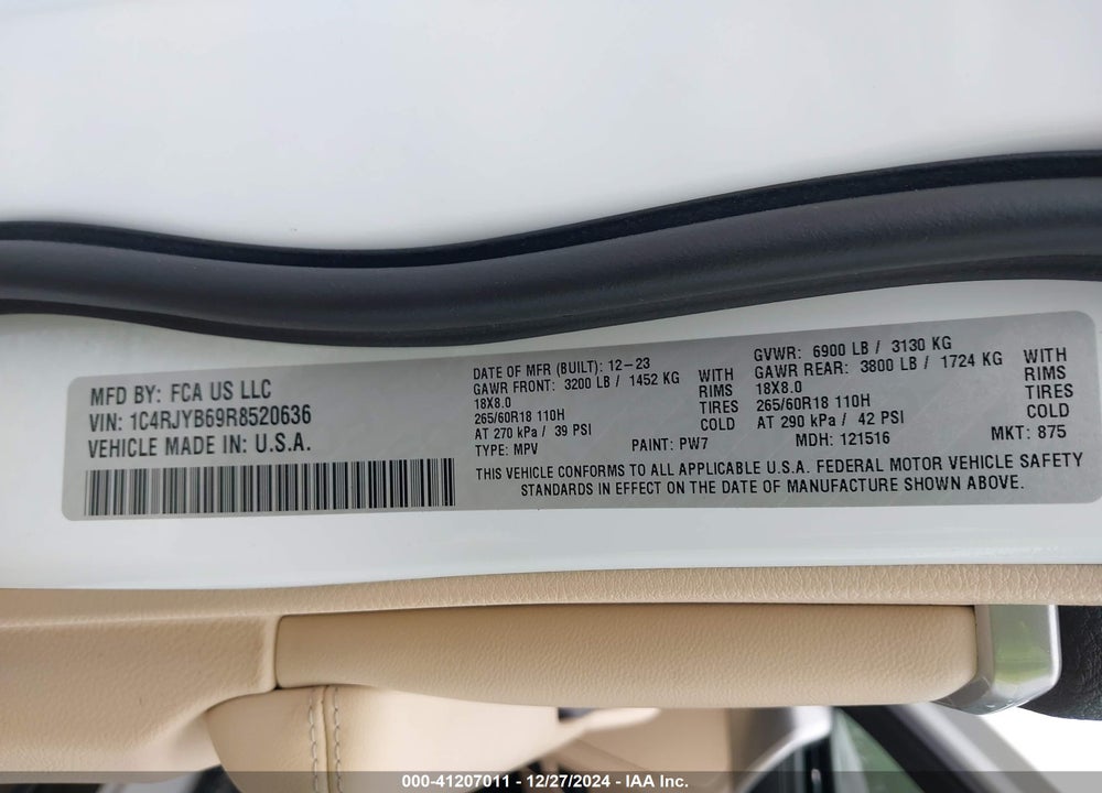 2024 JEEP GRAND CHEROKEE 4XE VIN: 1C4RJYB69R8520636