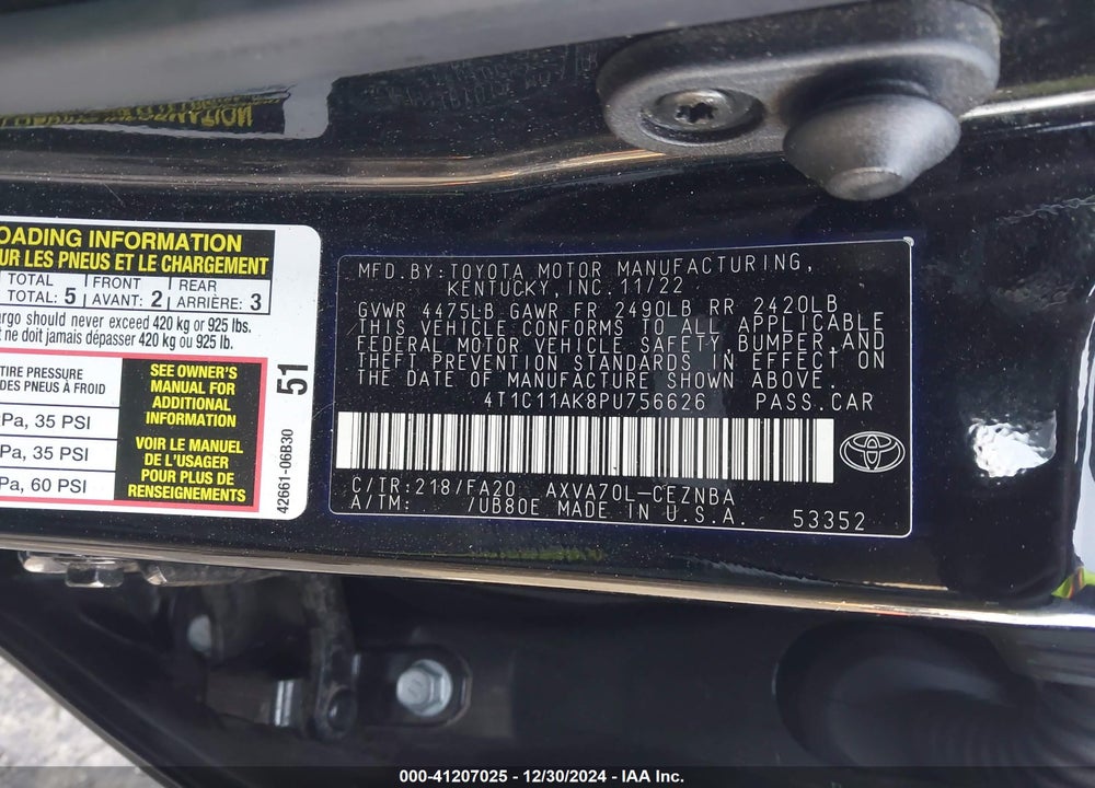2023 TOYOTA CAMRY LE VIN: 4T1C11AK8PU756626