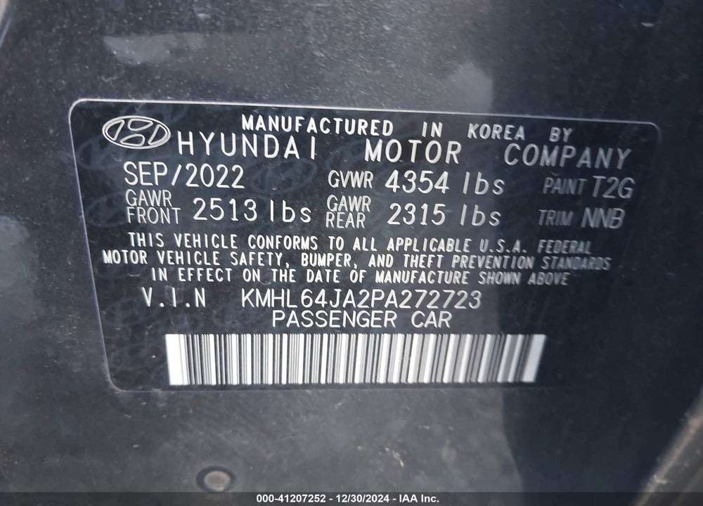 2023 HYUNDAI SONATA SEL VIN: KMHL64JA2PA272723