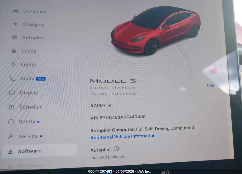 2019 TESLA MODEL 3 VIN: 5YJ3E1EBXKF440486