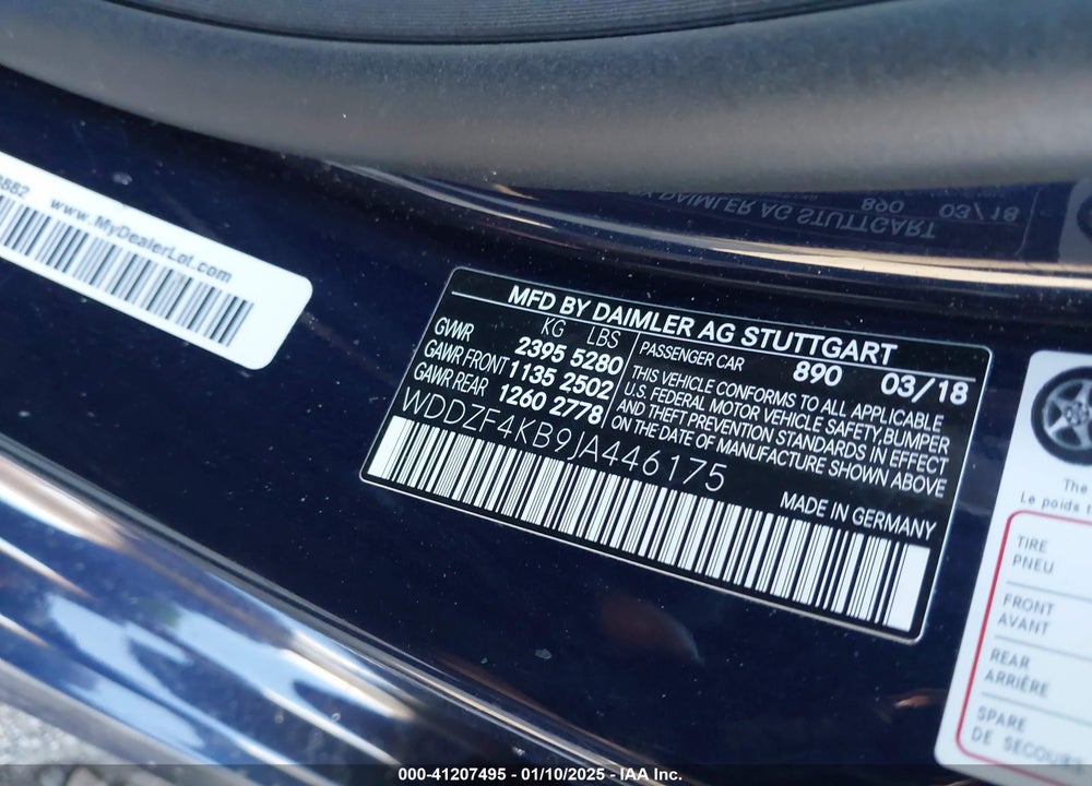2018 MERCEDES-BENZ E 300 VIN: WDDZF4KB9JA446175