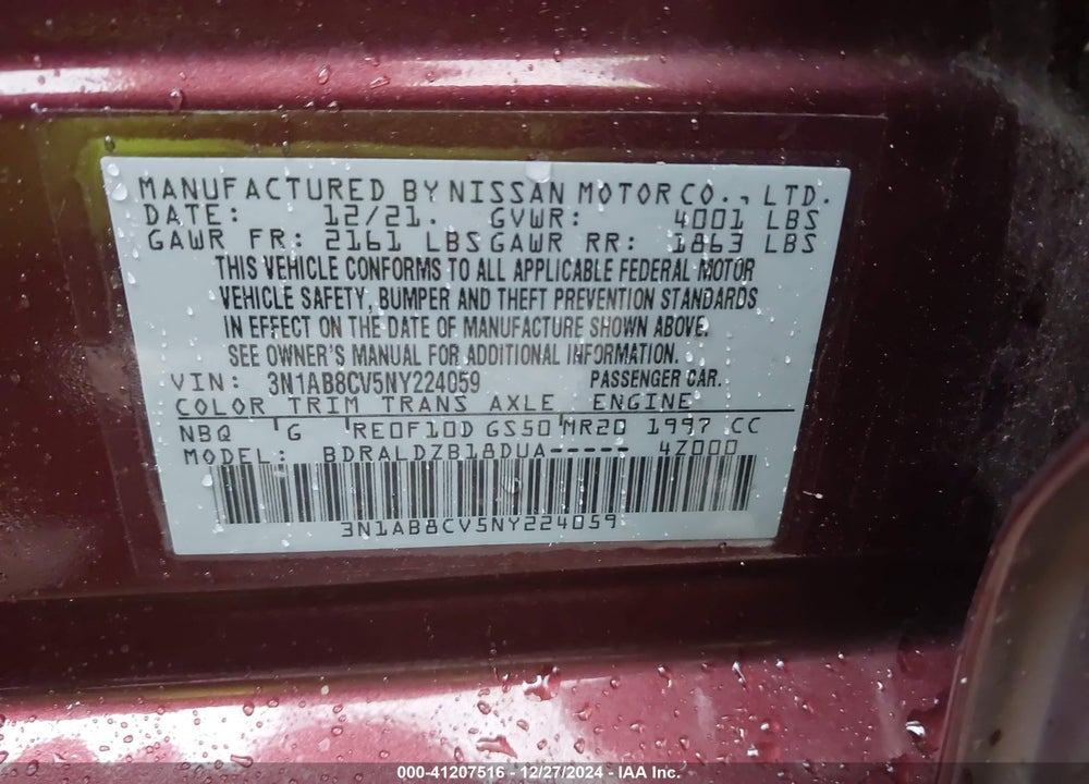 2022 NISSAN SENTRA SV XTRONIC CVT VIN: 3N1AB8CV5NY224059