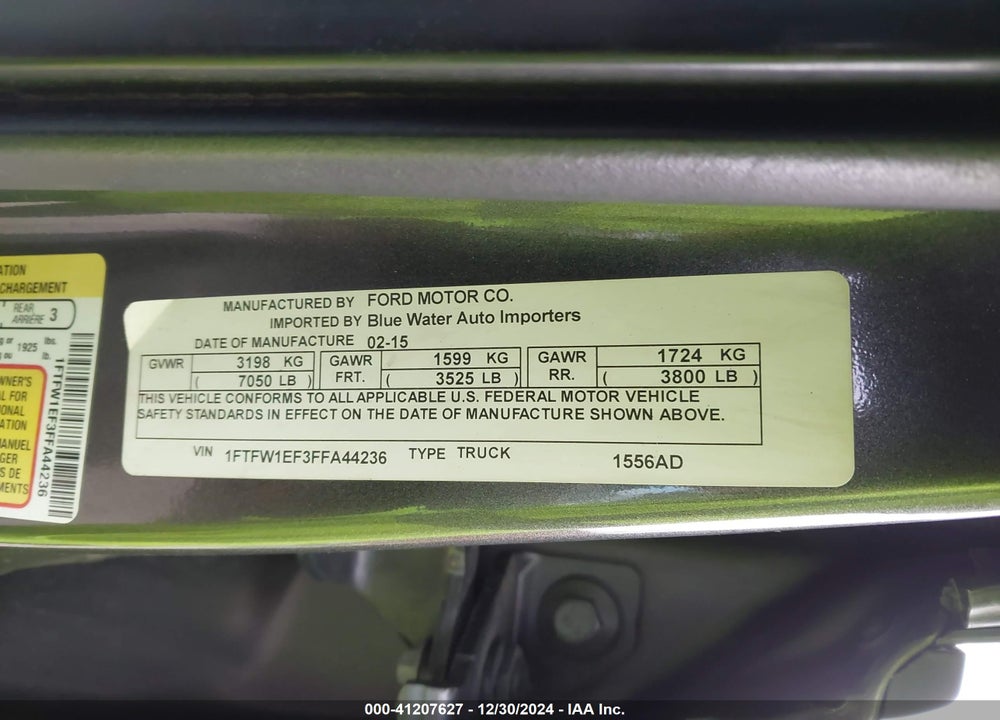 2015 FORD F-150 XLT VIN: 1FTFW1EF3FFA44236