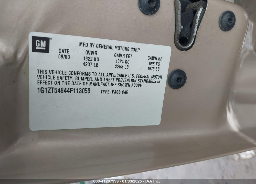 2004 CHEVROLET MALIBU LS VIN: 1G1ZT54844F113053