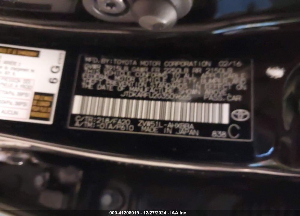 2016 TOYOTA PRIUS TWO ECO VIN: JTDKARFU2G3509665