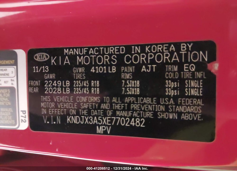 2014 KIA SOUL VIN: KNDJX3A5XE7702482