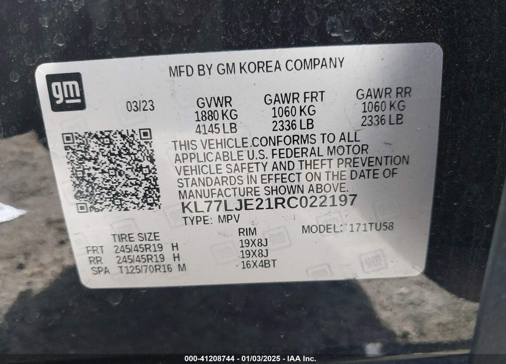 2024 CHEVROLET TRAX VIN: KL77LJE21RC022197