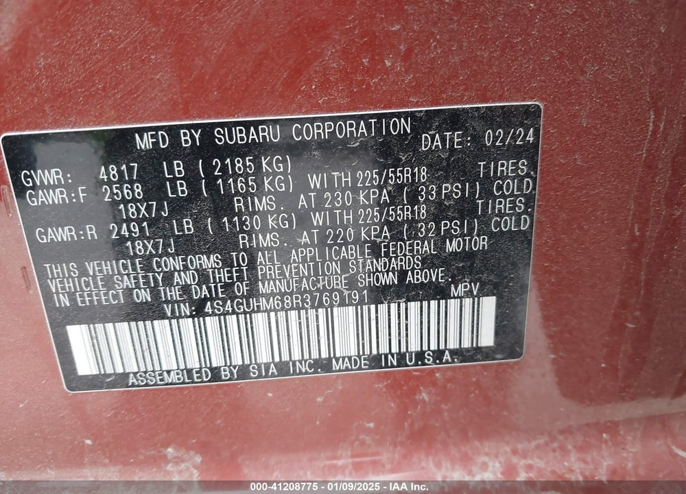 2024 SUBARU CROSSTREK VIN: 4S4GUHM68R3769191