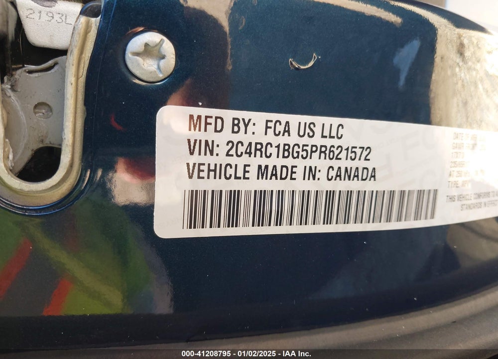 2023 CHRYSLER PACIFICA TOURING L VIN: 2C4RC1BG5PR621572