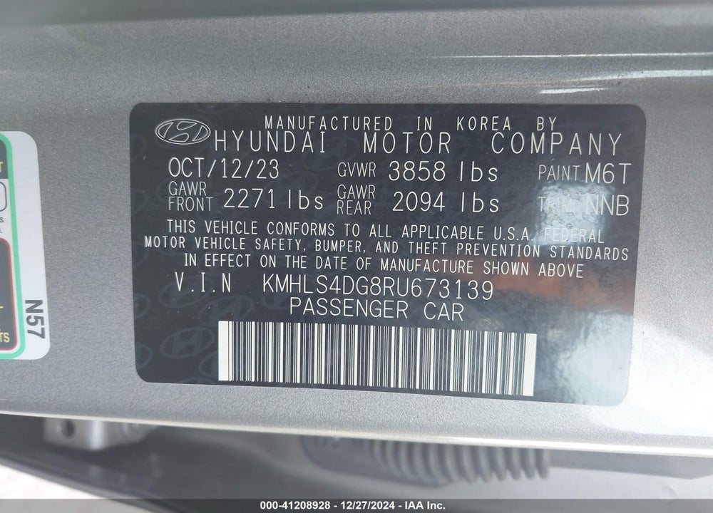2024 HYUNDAI ELANTRA VIN: KMHLS4DG8RU673139
