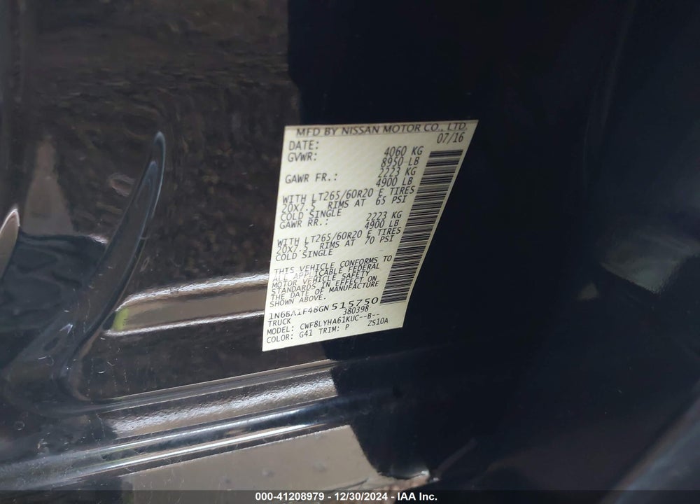 2016 NISSAN TITAN XD VIN: 1N6BA1F48GN515750
