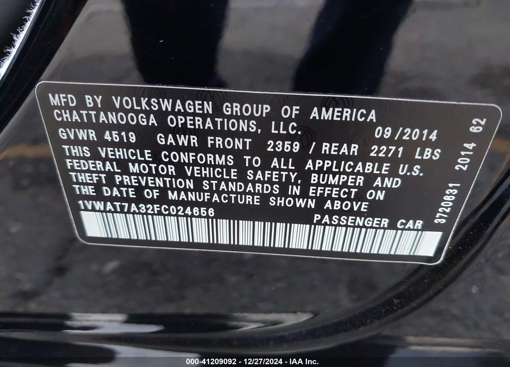 2015 VOLKSWAGEN PASSAT 1.8T WOLFSBURG EDITION VIN: 1VWAT7A32FC024656