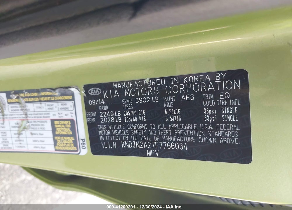 2015 KIA SOUL VIN: KNDJN2A27F7766034