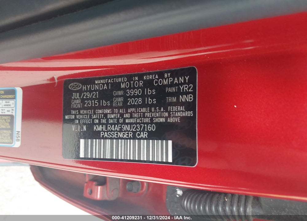 2022 HYUNDAI ELANTRA N LINE VIN: KMHLR4AF9NU237160